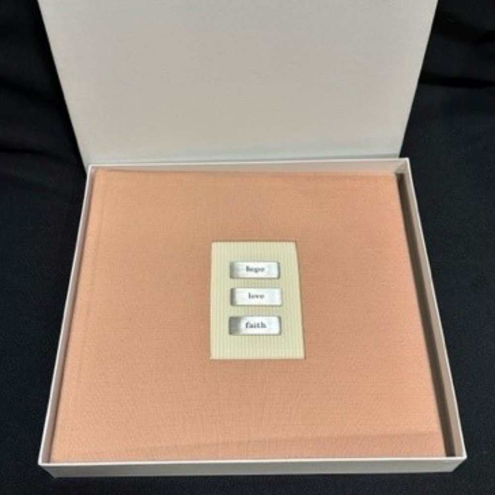 NEW Hallmark "Hope Love Faith" photo album holds 100 4x6 photos, peach c…